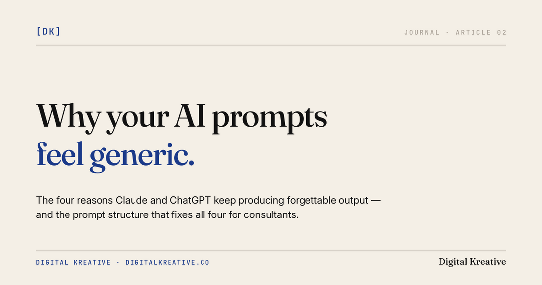 Why your AI prompts feel generic — and how solo consultants fix it