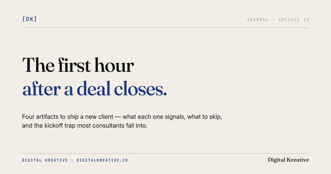 The first hour after a deal closes: what to ship a new client
