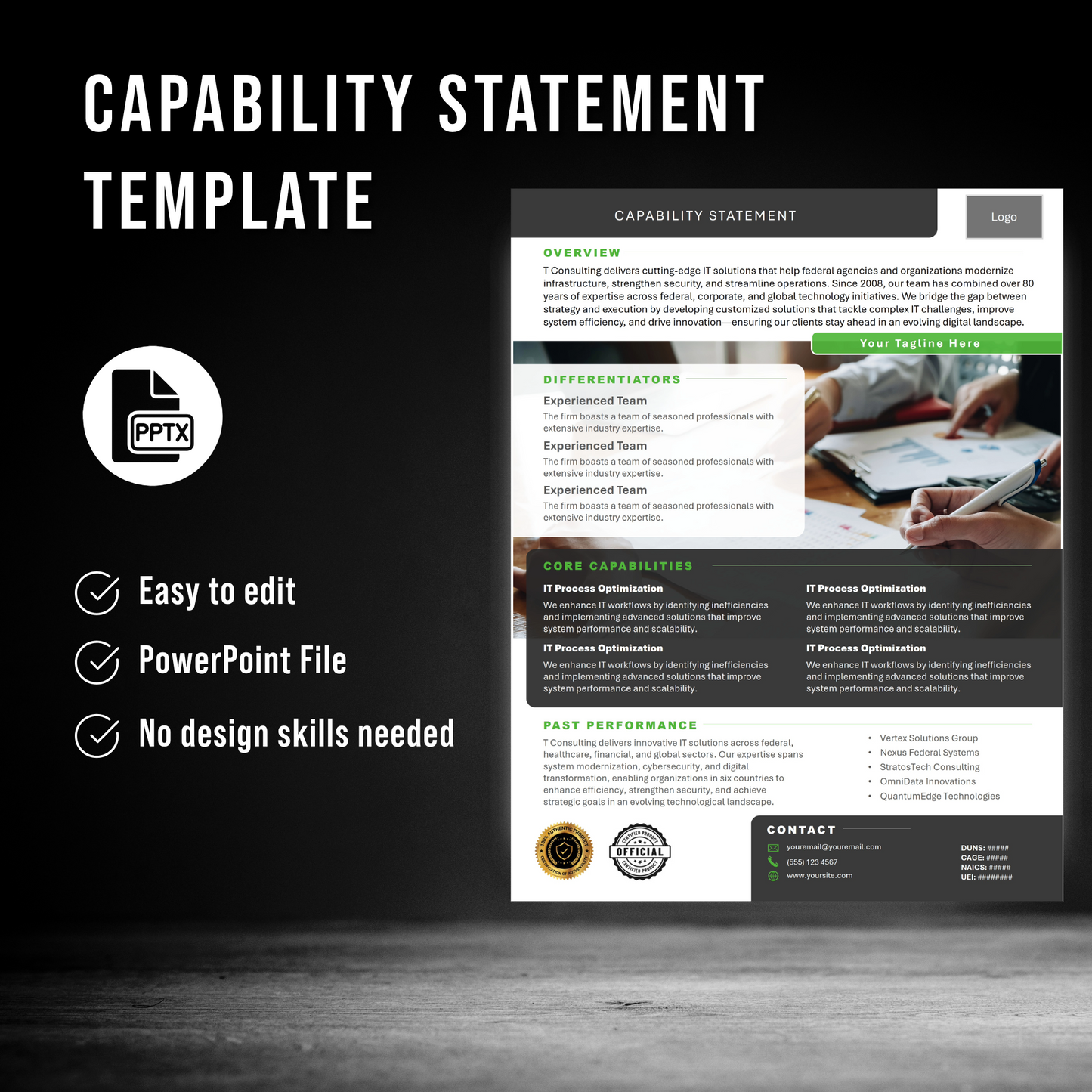 Professional Capability Statement PowerPoint Template