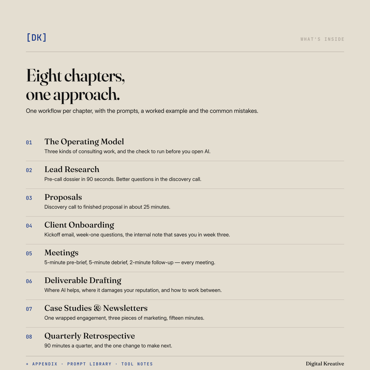 What's inside: eight chapters, from the operating model to the quarterly retrospective